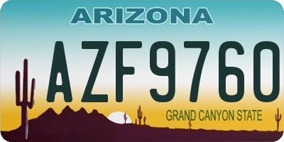 AZ license plate AZF9760