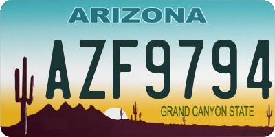 AZ license plate AZF9794
