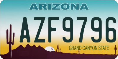 AZ license plate AZF9796