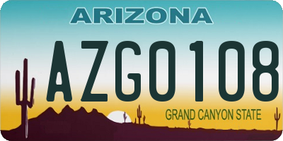 AZ license plate AZG0108