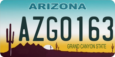 AZ license plate AZG0163