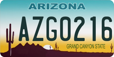 AZ license plate AZG0216