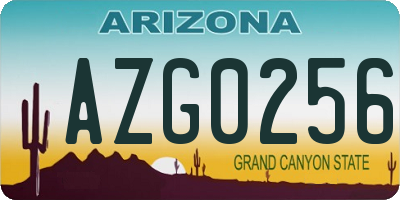 AZ license plate AZG0256
