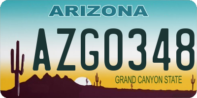 AZ license plate AZG0348
