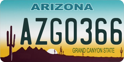 AZ license plate AZG0366