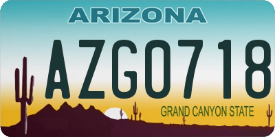 AZ license plate AZG0718