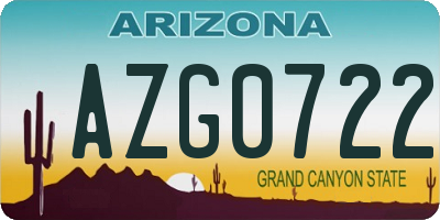 AZ license plate AZG0722