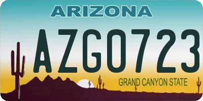 AZ license plate AZG0723
