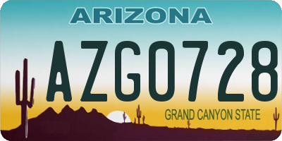 AZ license plate AZG0728