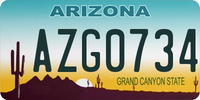 AZ license plate AZG0734