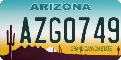 AZ license plate AZG0749