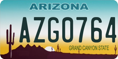 AZ license plate AZG0764