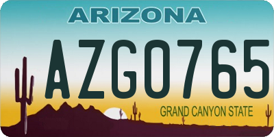 AZ license plate AZG0765