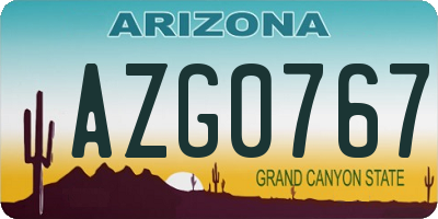 AZ license plate AZG0767