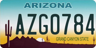 AZ license plate AZG0784
