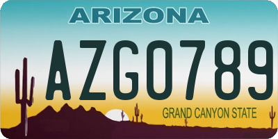 AZ license plate AZG0789