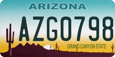 AZ license plate AZG0798
