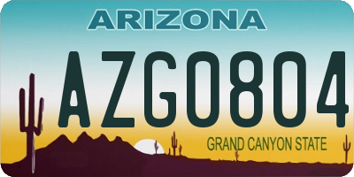 AZ license plate AZG0804