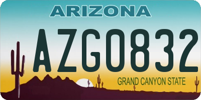 AZ license plate AZG0832