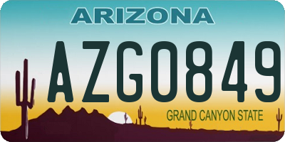 AZ license plate AZG0849