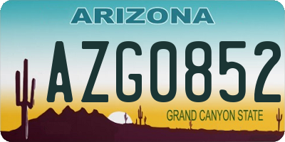 AZ license plate AZG0852