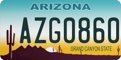 AZ license plate AZG0860