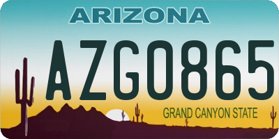 AZ license plate AZG0865