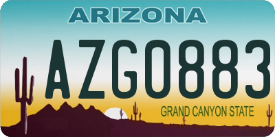 AZ license plate AZG0883