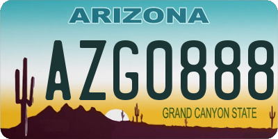 AZ license plate AZG0888
