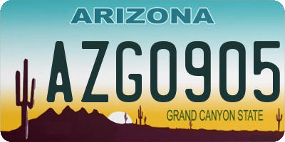 AZ license plate AZG0905