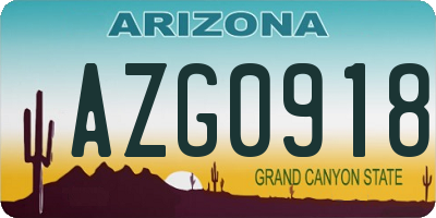 AZ license plate AZG0918