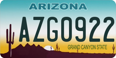 AZ license plate AZG0922