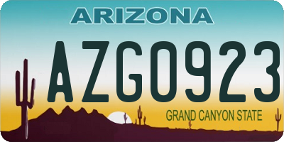AZ license plate AZG0923