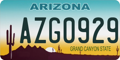 AZ license plate AZG0929