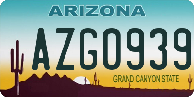 AZ license plate AZG0939