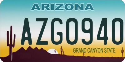 AZ license plate AZG0940