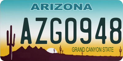 AZ license plate AZG0948
