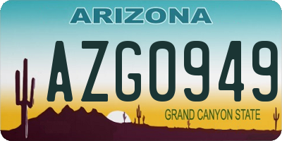 AZ license plate AZG0949