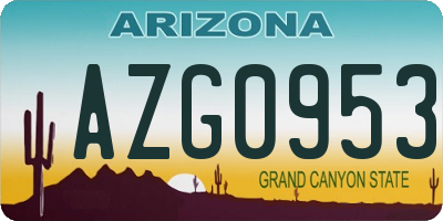 AZ license plate AZG0953