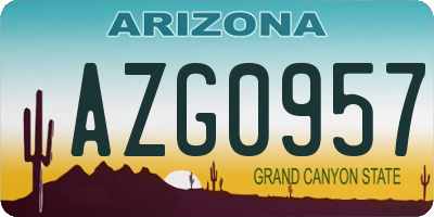 AZ license plate AZG0957