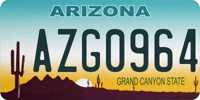 AZ license plate AZG0964