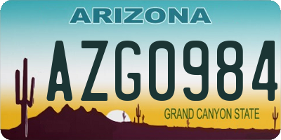 AZ license plate AZG0984
