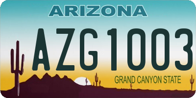 AZ license plate AZG1003