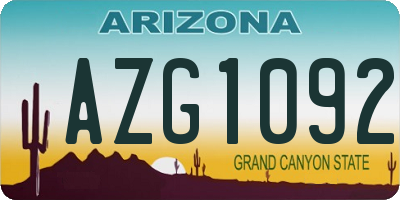 AZ license plate AZG1092