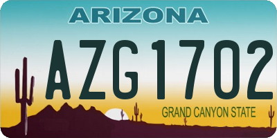 AZ license plate AZG1702