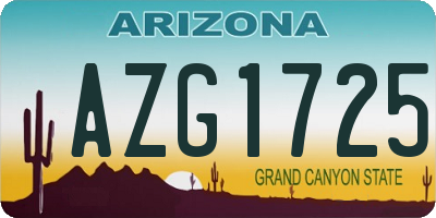 AZ license plate AZG1725