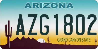 AZ license plate AZG1802