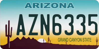 AZ license plate AZN6335