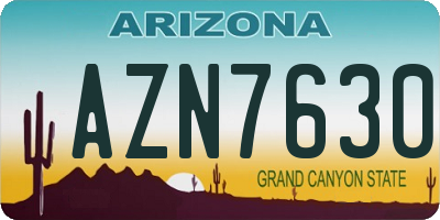 AZ license plate AZN7630