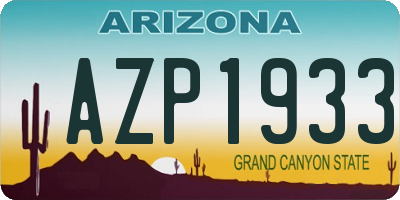 AZ license plate AZP1933